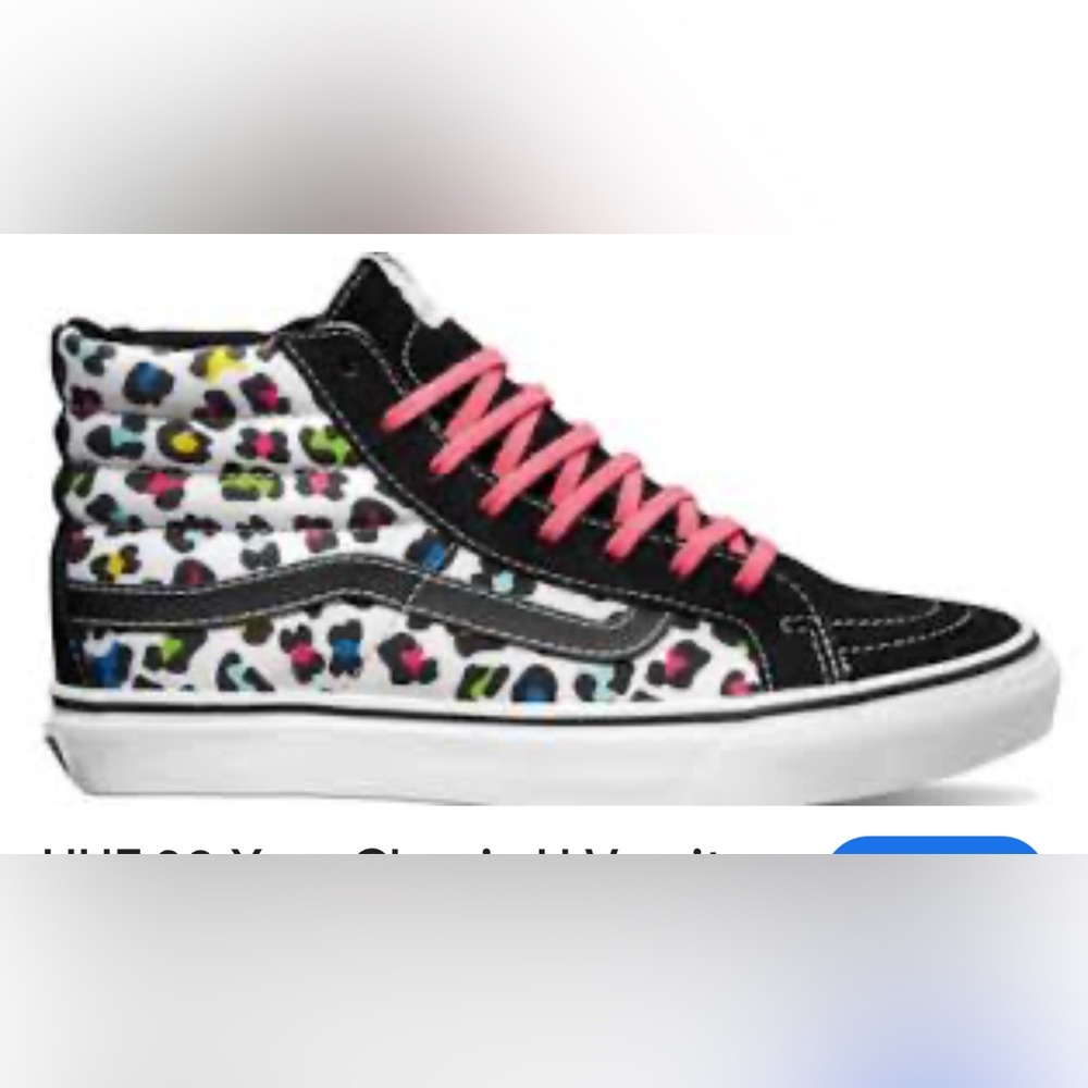 Vans Off The Wall Multicolor Leopard High-Tops with Pink Laces